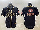 Mens San Francisco 49ers Black Team Big Logo With Patch Cool Base Stitched Baseball Jersey,baseball caps,new era cap wholesale,wholesale hats